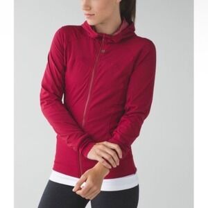 Lululemon | Women's In Flux Reversible Ribbed Hooded Jacket, Cranberry, Size 4